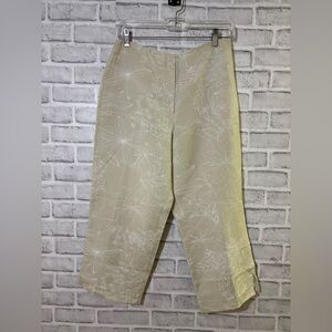 Larry Levine Cream Floral womens Chinos  ankle length pants loose fit size 10